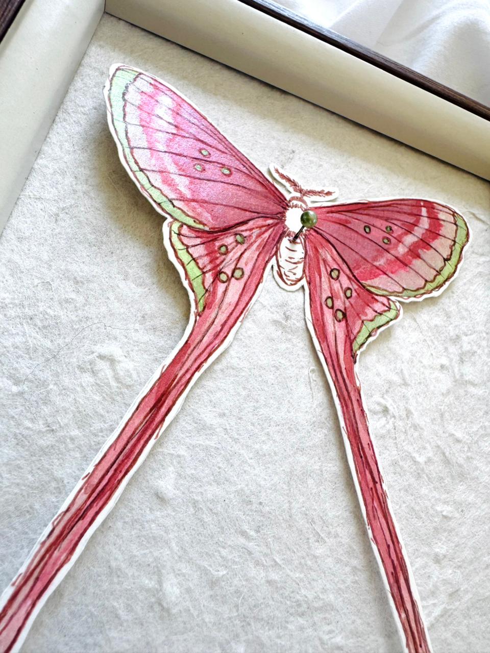 Pink Silk Moth Original Painting