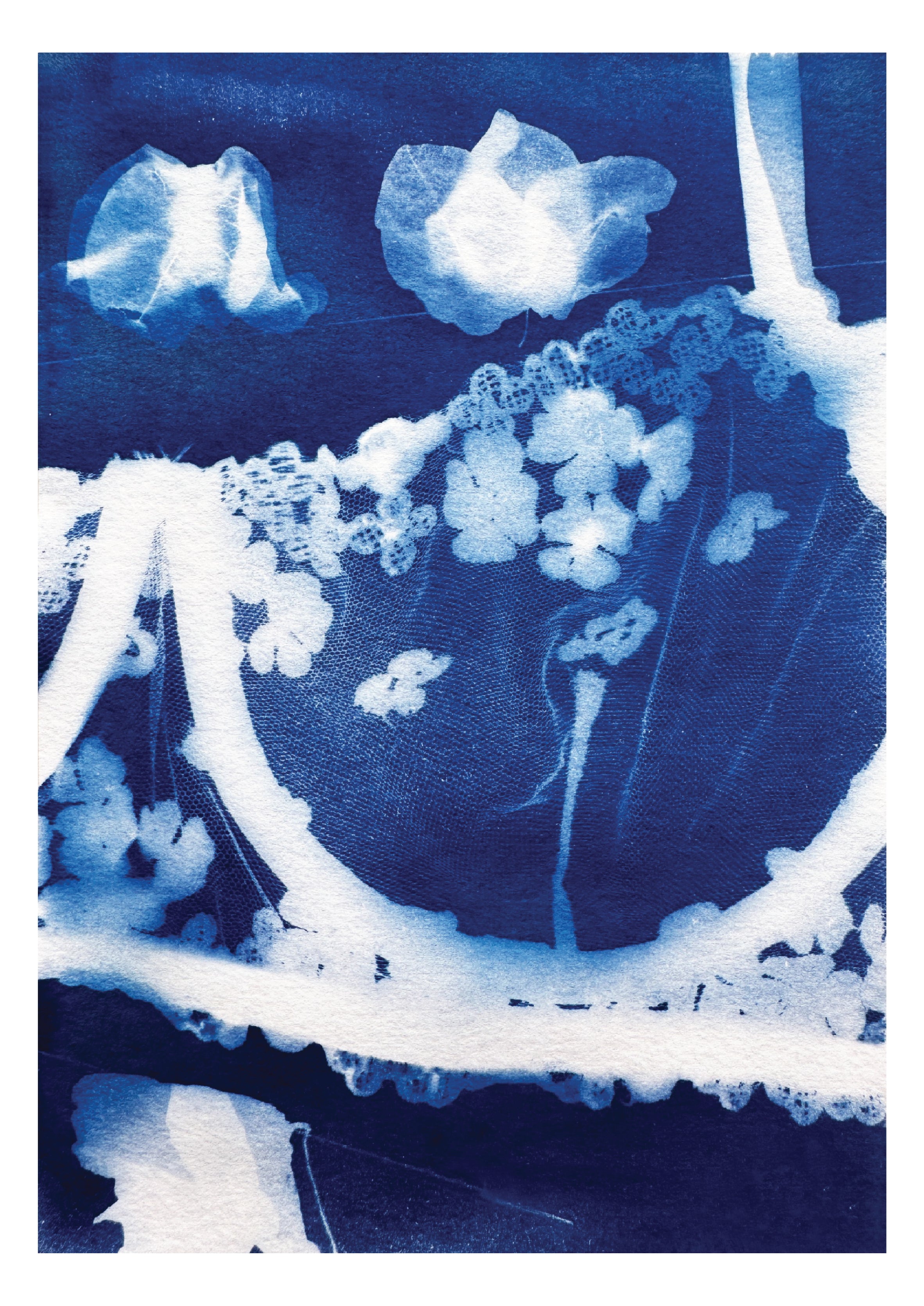 Floral Cup Bra Cyanotype Print