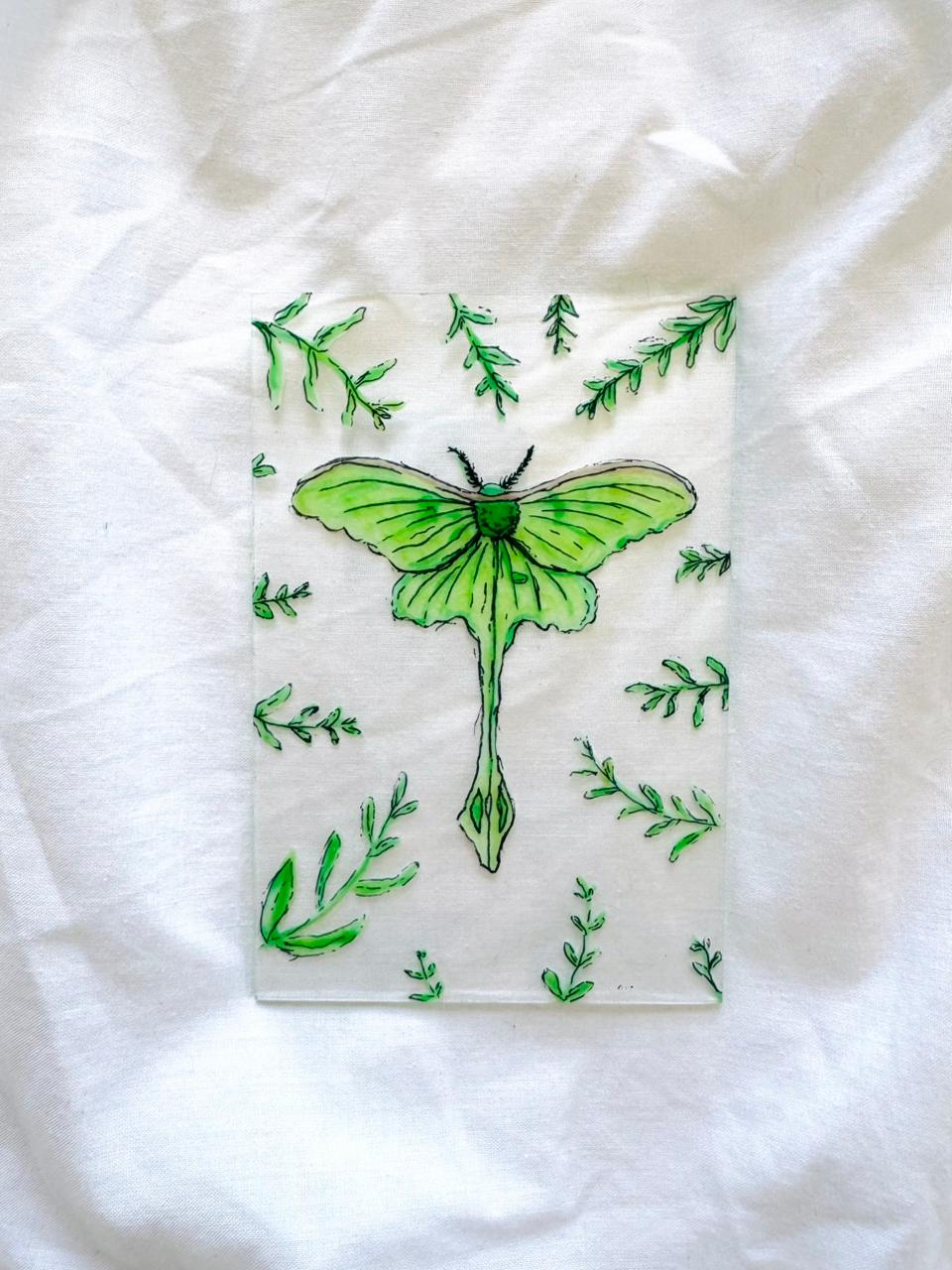 Luna Moth Glass Original Painting