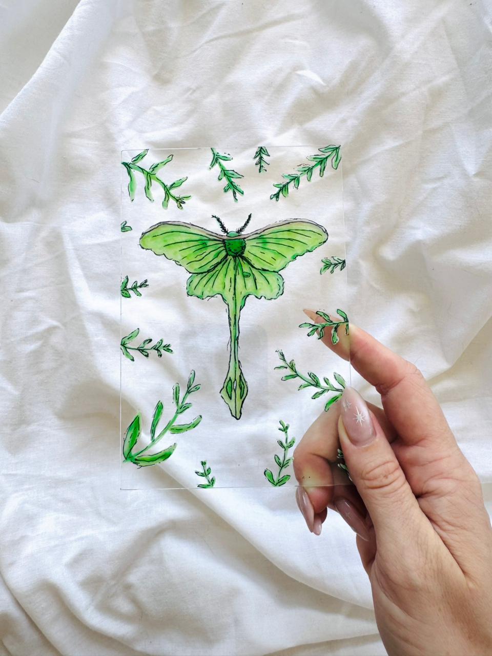 Luna Moth Glass Original Painting