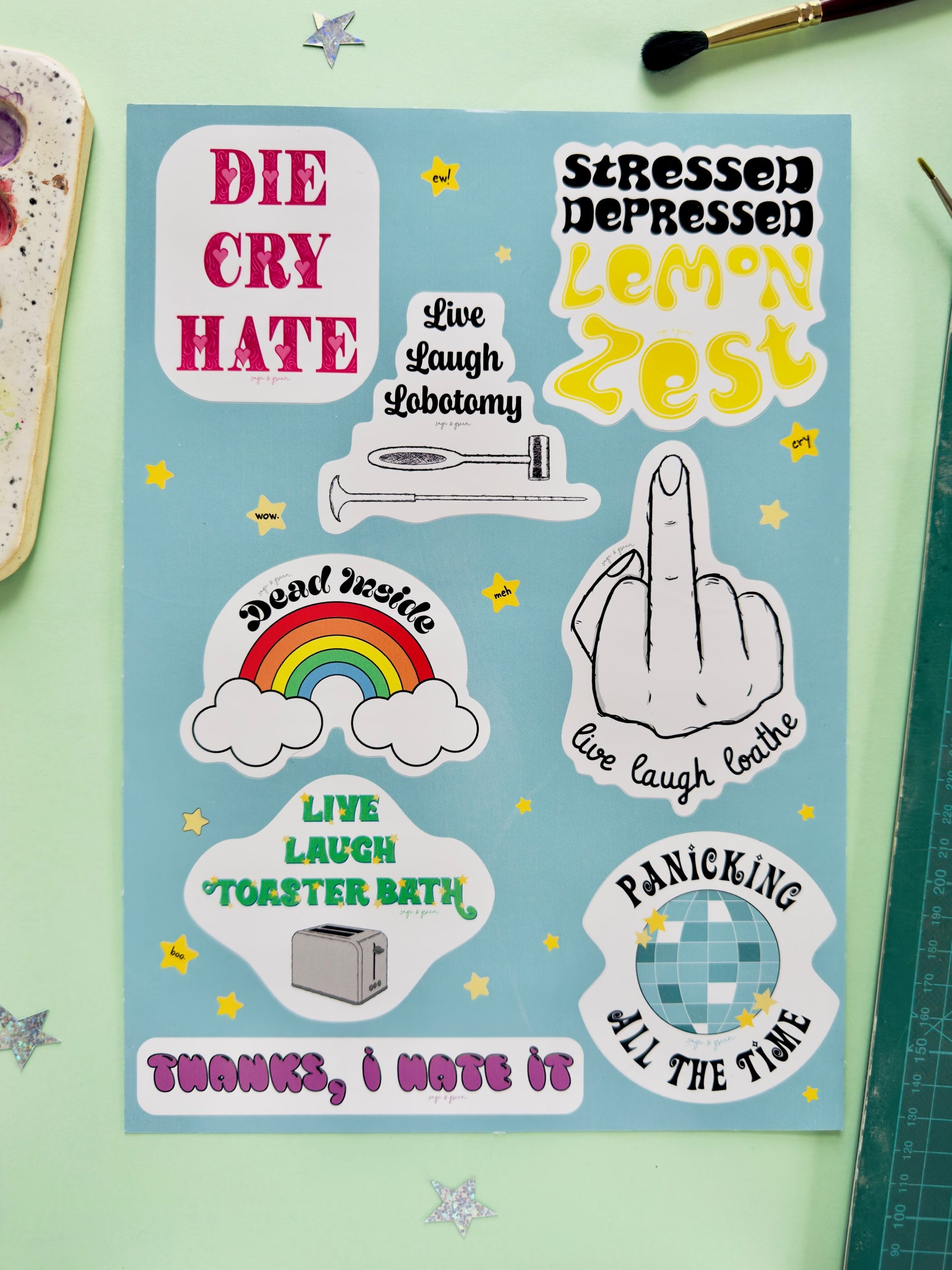 Sad Lads A4 Sticker Sheet