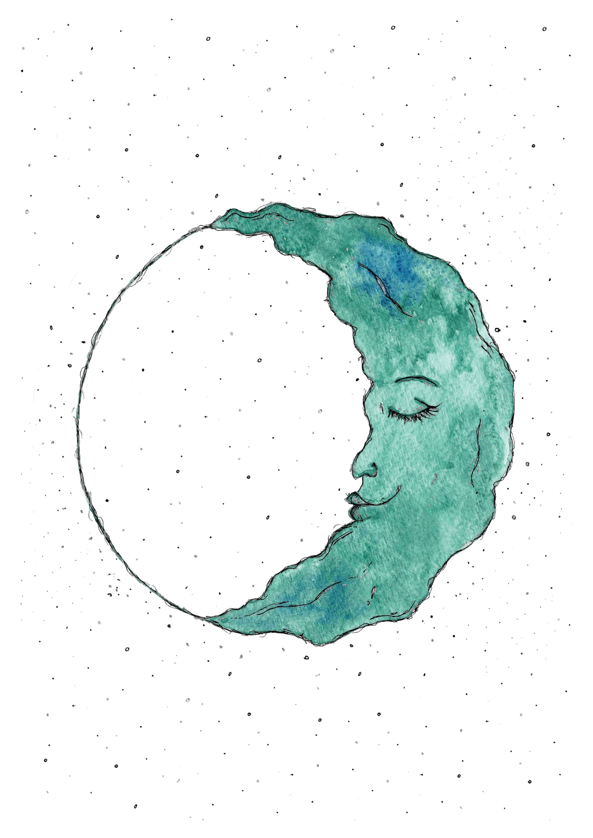 Watercolour Moon Print