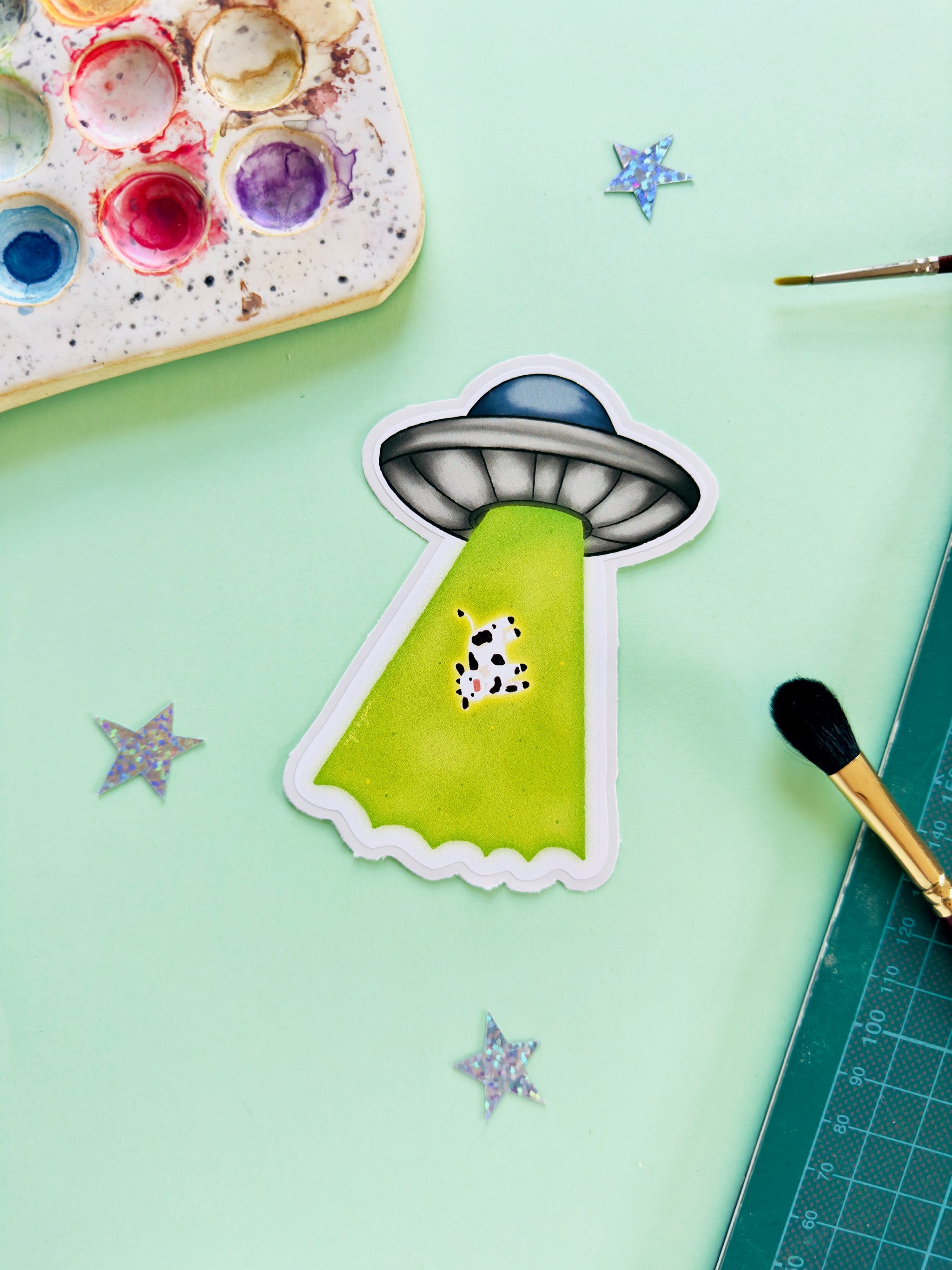 UFO Cow Sticker