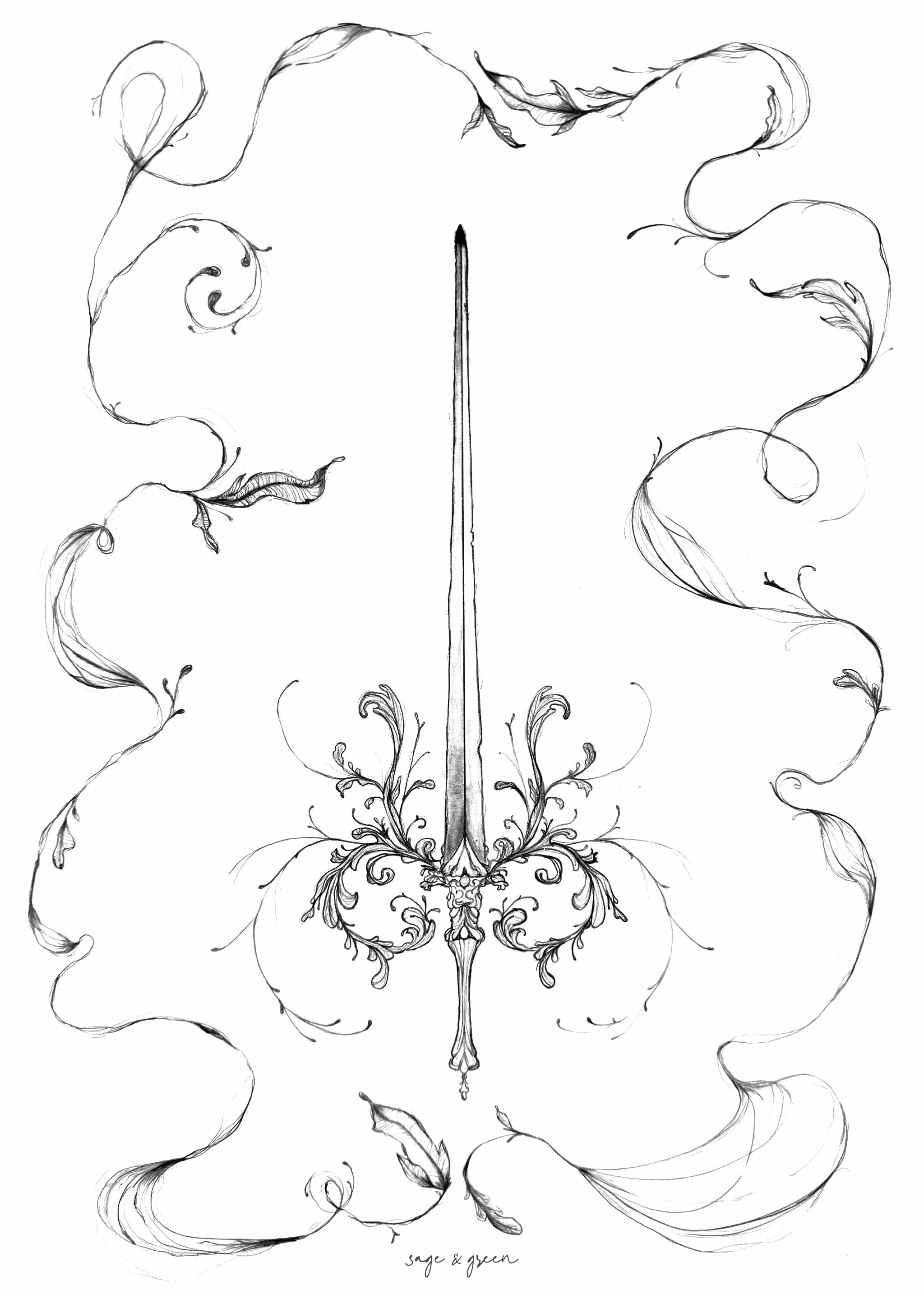 Art Nouveau Sword Print
